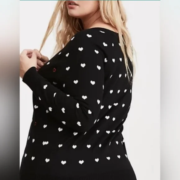 Torrid Heart Print Intarsia Lightweight Sweater Size 2 (2x) - Picture 3 of 5